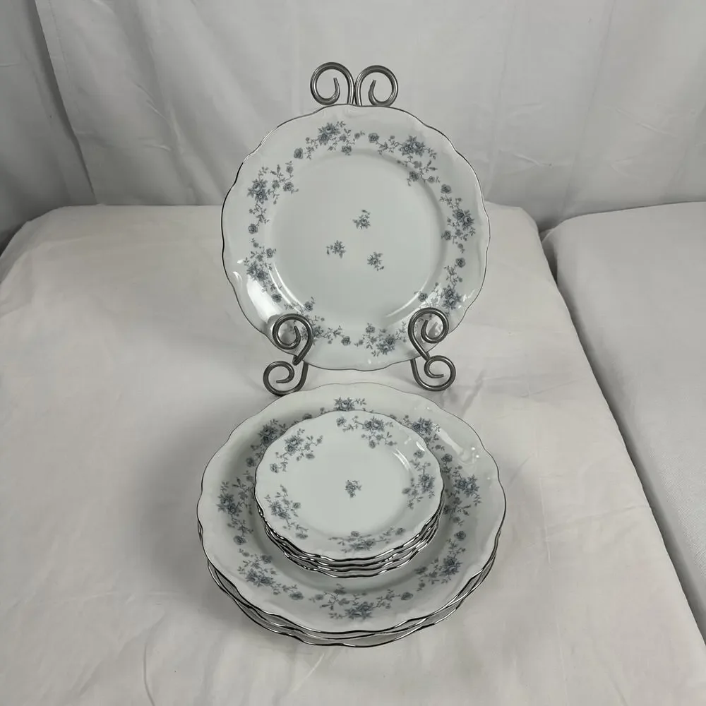 Set Of 8( 4-6” , 4-8”) JOHANN HAVILAND Bavaria Germany Plates Platinum Trim 53